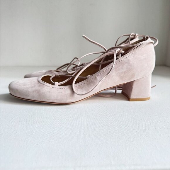 Stuart Weitzman Cordon Hush Suede Lace Up Ballerina Pumps Shoes Size 10.5 - Picture 4 of 9